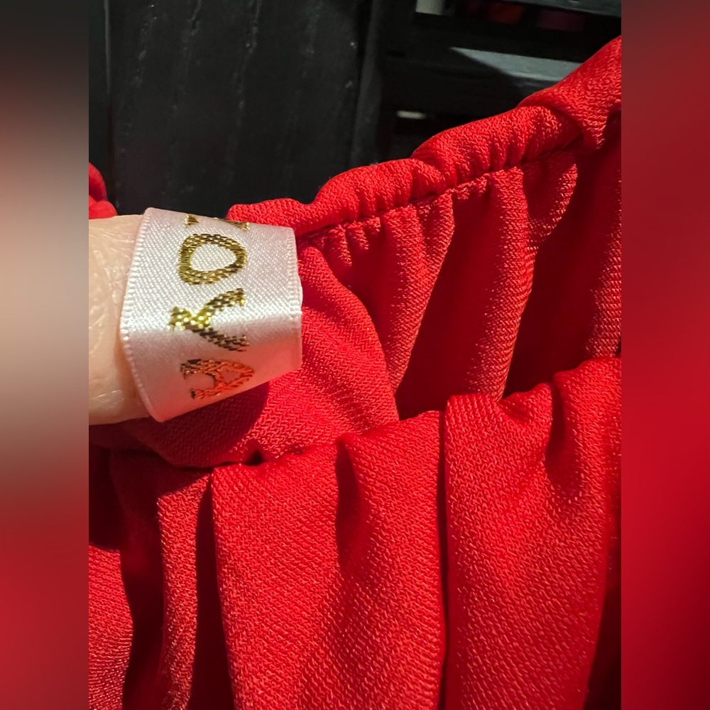 Red Off-Shoulder Ruffle Blouse - Picture 3 of 4